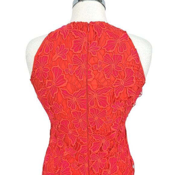Alexia Admor Reese Floral Lace Halter Dress Coral Pink Orange Size XS - Picture 6 of 13